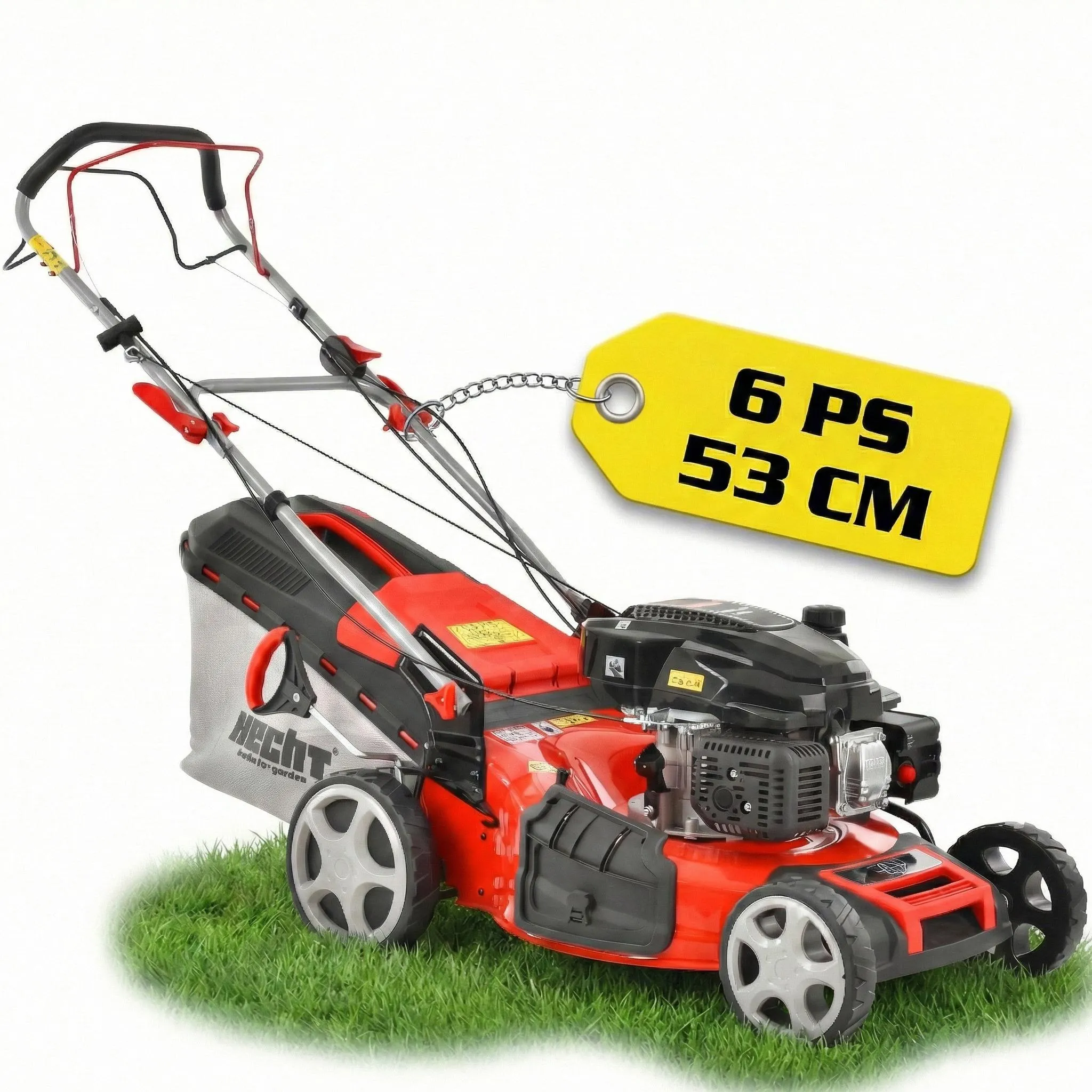 HECHT 554 SX Rasenmäher Benzin mit Antrieb | 53 cm Schnittbreite | 5in1 | 75L | 6 PS | Mulchkit