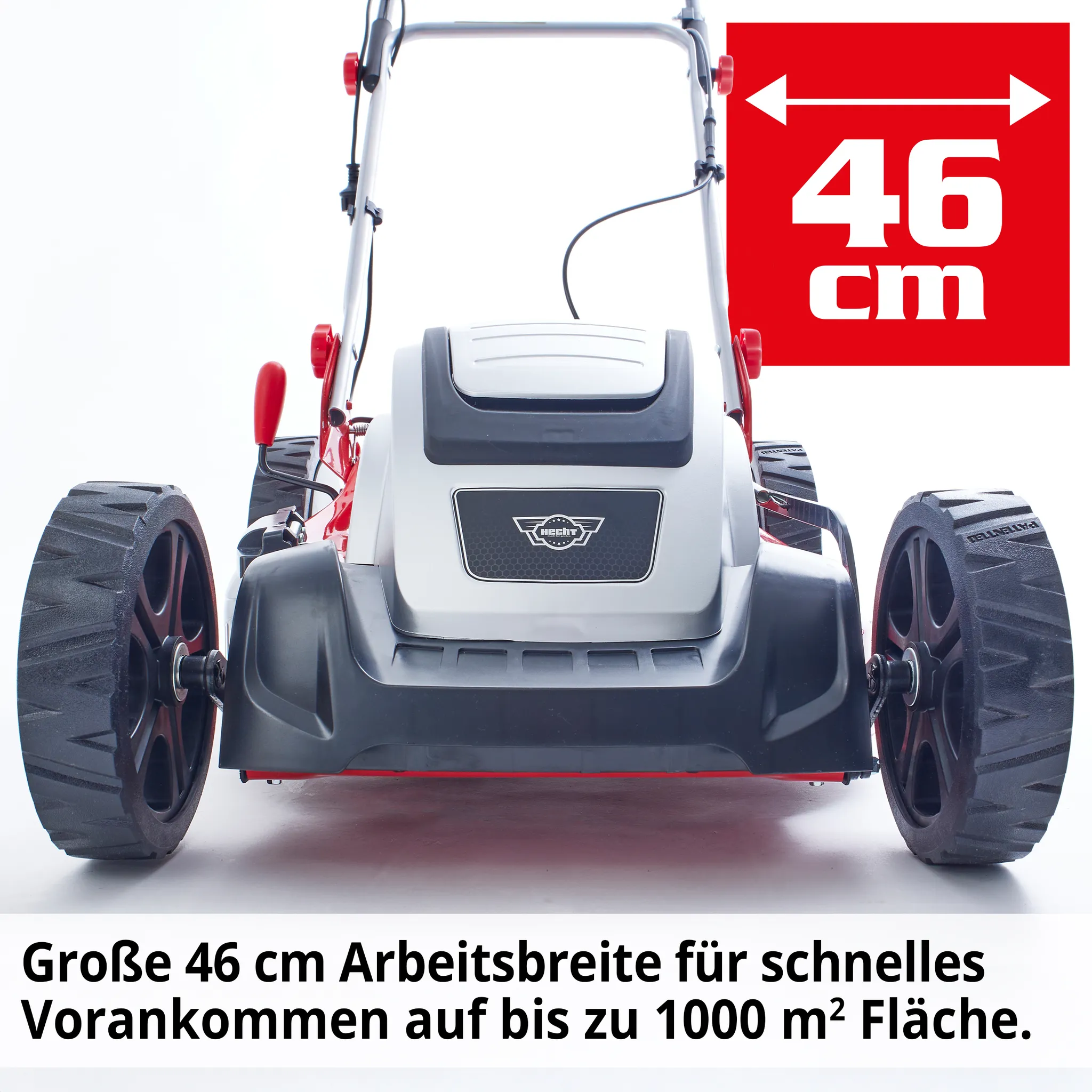 HECHT Rasenmäher Elektro mit Antrieb 1803 S | 5in1 | 46 cm Schnittbreite | 1800 W | 60 L Fangkorb | Mulchkit | Stahlgehäuse – Bild 2