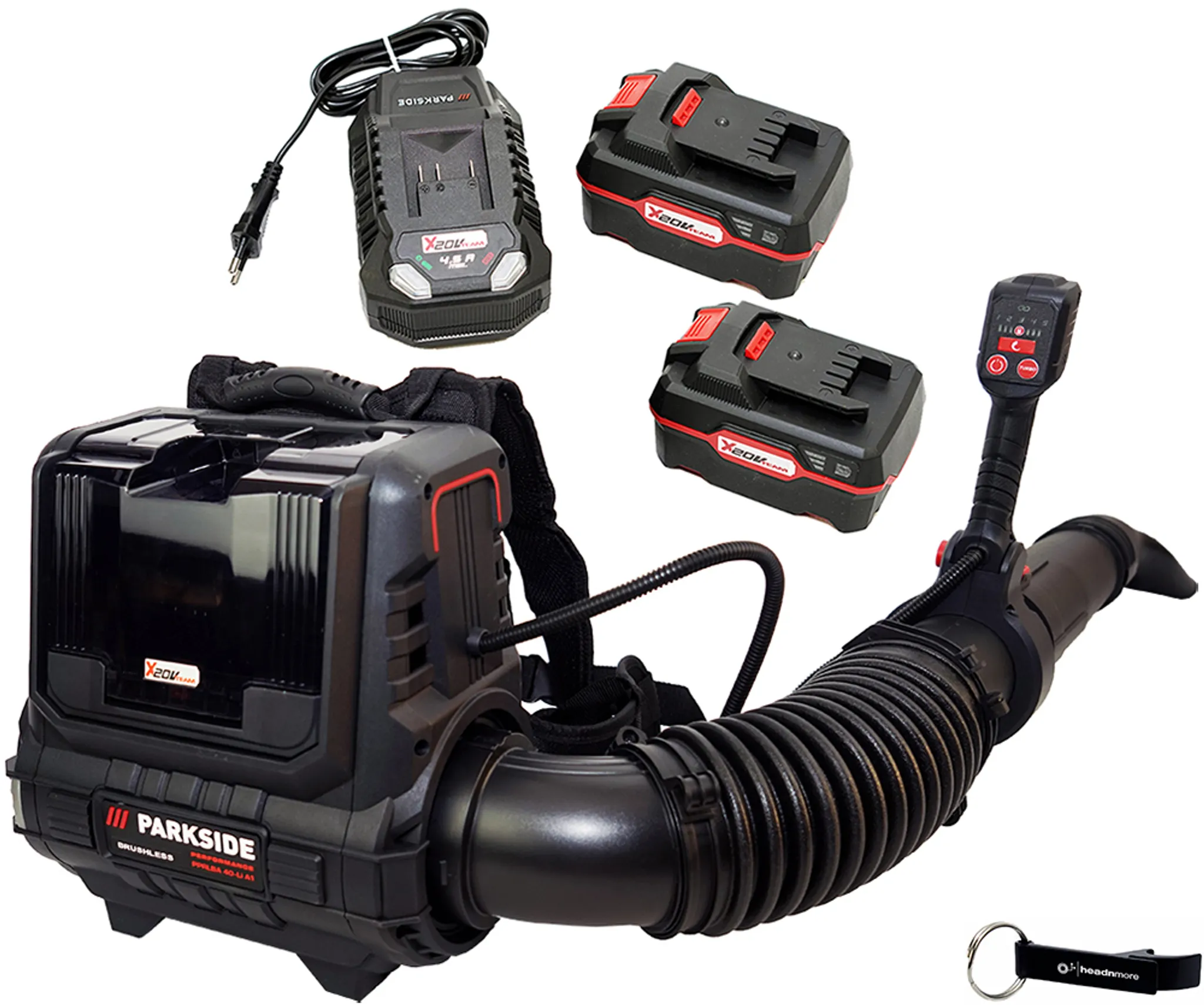 PARKSIDE PERFORMANCE® 40 V Akku-Rucksack-Laubbläser PPRLBA 40-Li / inkl. 2 Akkus (4Ah) und Ladegerät (4,5A)