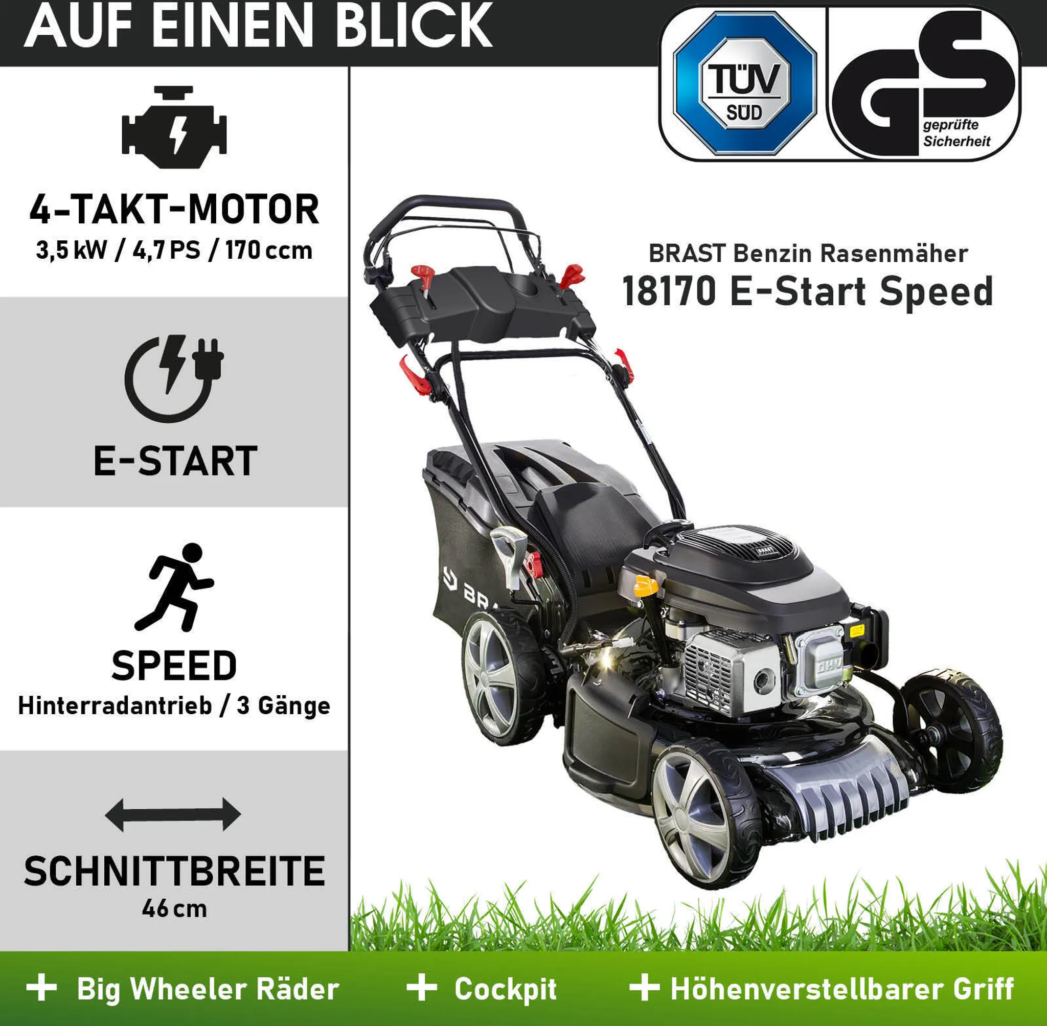 BRAST Benzin Rasenmäher 18170 ESTART SPEED – Bild 8