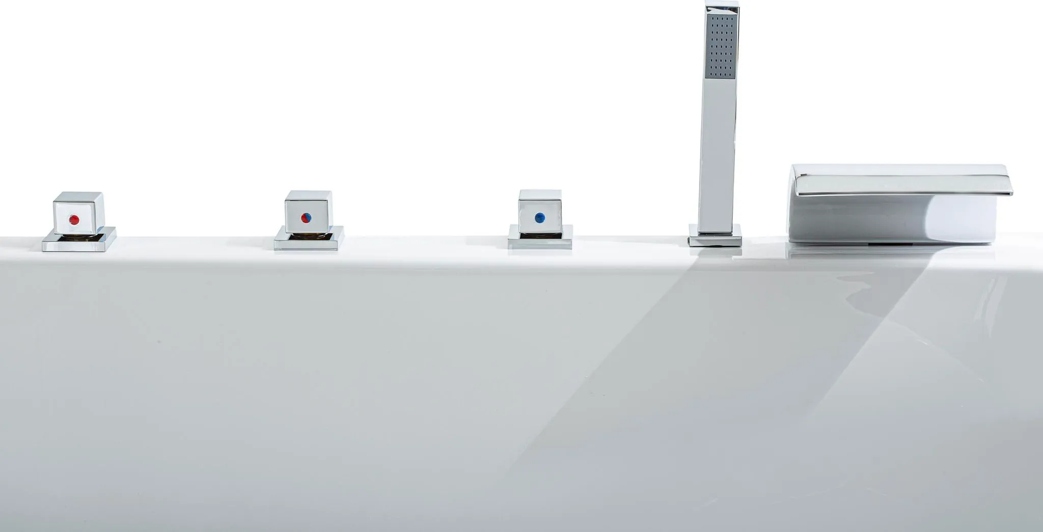 Basera PREMIUM Indoor Eck-Whirlpool Badewanne Guam Links 180 x 130 cm für 2 Personen mit 25 Massagedüsen, Heizung, Ozongenerator, Wasserfall, LED-Ambiente, Touchpanel, Bluetooth, Radio – Bild 4