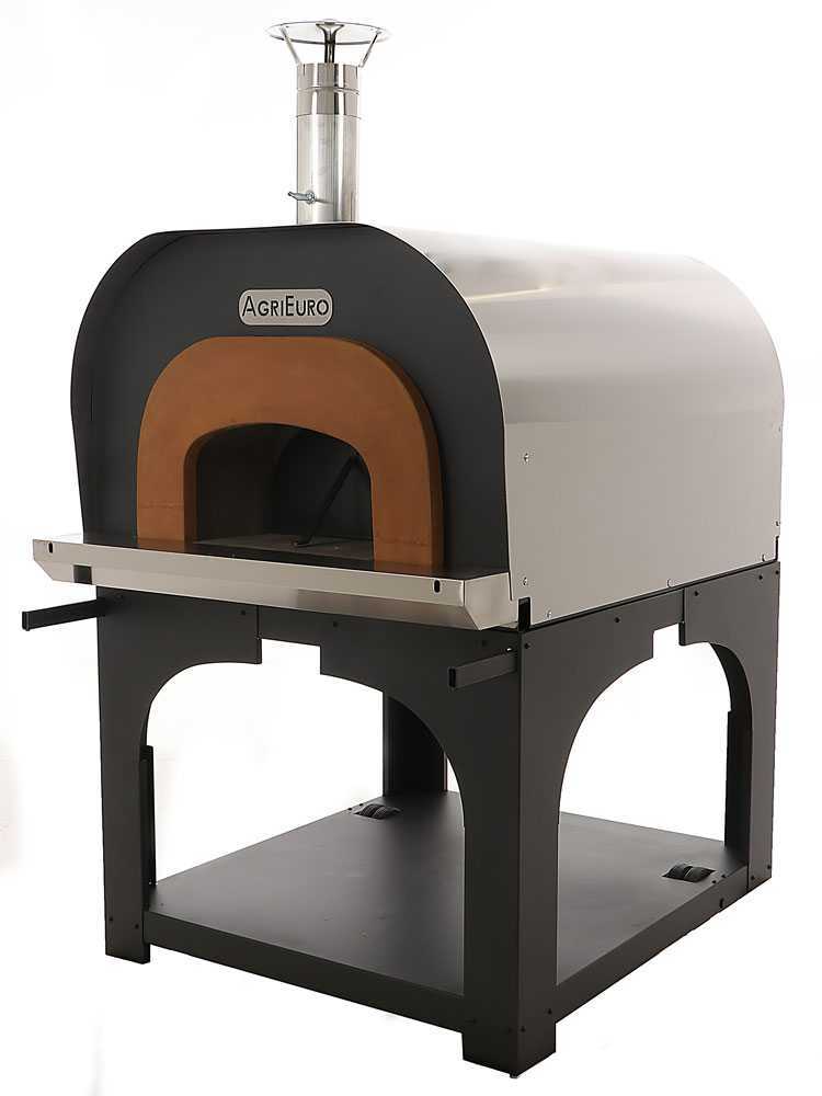 AgriEuro Cibus Inox 1000 - Edelstahl Holzbackofen für draußen - mit Backraum Ø 100 - Backfähigkeit: 6 Pizzen