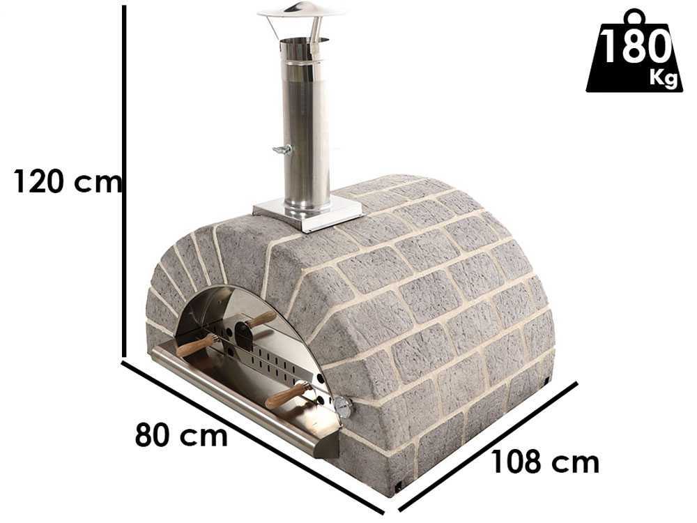 AgriEuro FAMILY STONE - Holzbackofen für den Außenbereich - grau - 4 Pizzen - 80X60