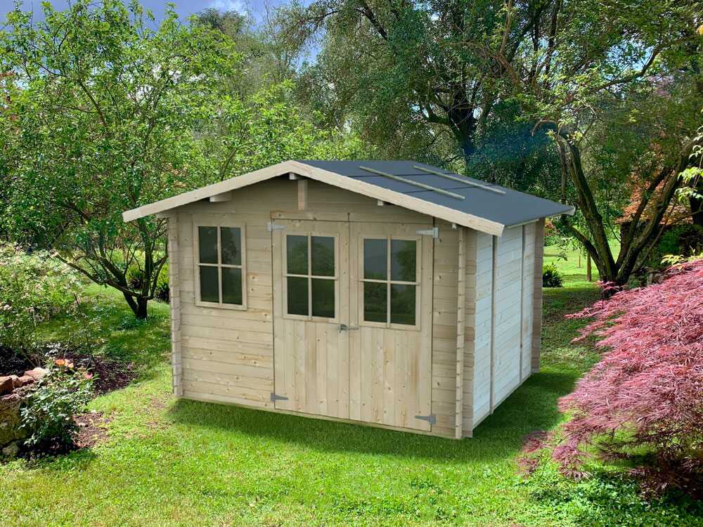 Alce Cortona Express 296x249 – Gerätehaus aus Holz – Mit Fenstern und Doppelflügeltür – 296x249x220 cm