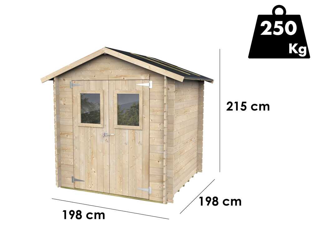 Alce Hobby 198x198 – Gerätehaus aus Holz – mit Fenstern und Doppeltür – 198x198x215 cm – Bild 4