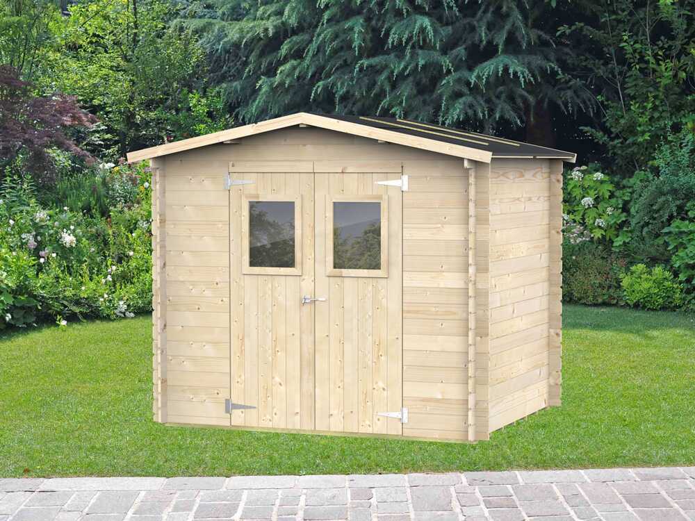Alce Hobby 248x198 – Gartenhaus aus Holz – Mit Fenstern und Doppelflügeltür – 248x198x217 cm