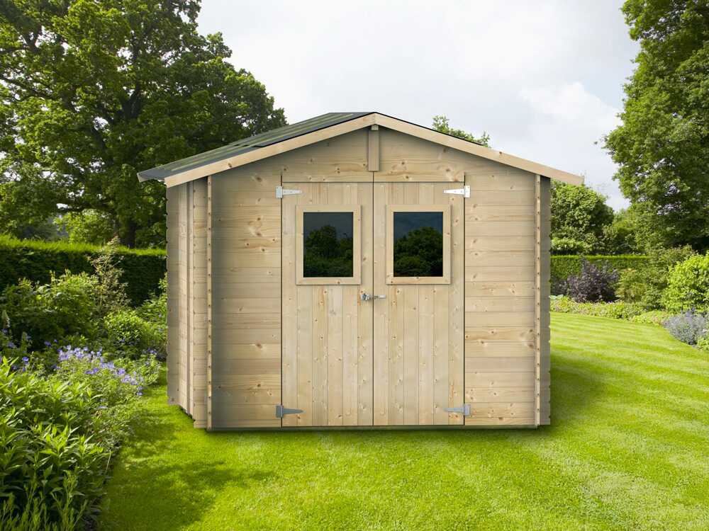 Alce Hobby 248x248 – Gartenhaus aus Holz – Mit Fenstern und Doppelflügeltür – 248x248x217 cm