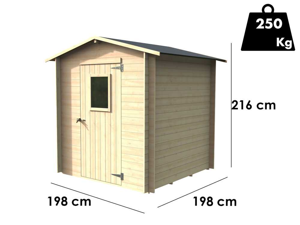 Alce Regis 198x198 – Gerätehaus aus Holz – Mit Frontfenster – 198x198x216 cm – Bild 4