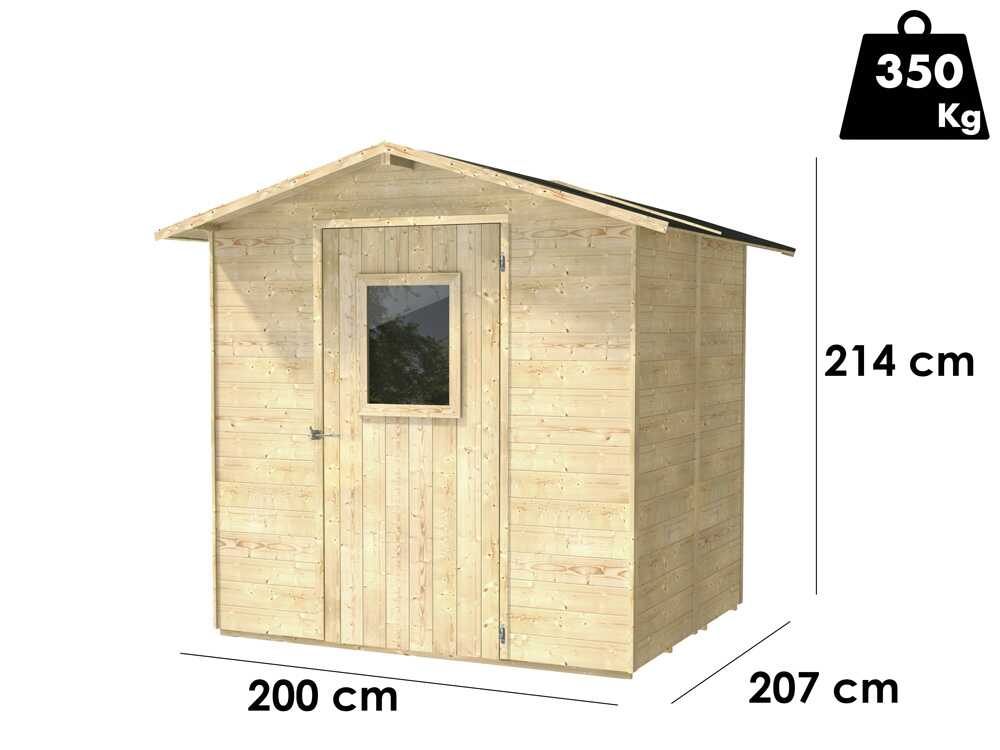 Alce Vaniglia 200x207 - Gerätehaus aus Holz - Mit Frontfenster - 200x207x214 cm – Bild 4