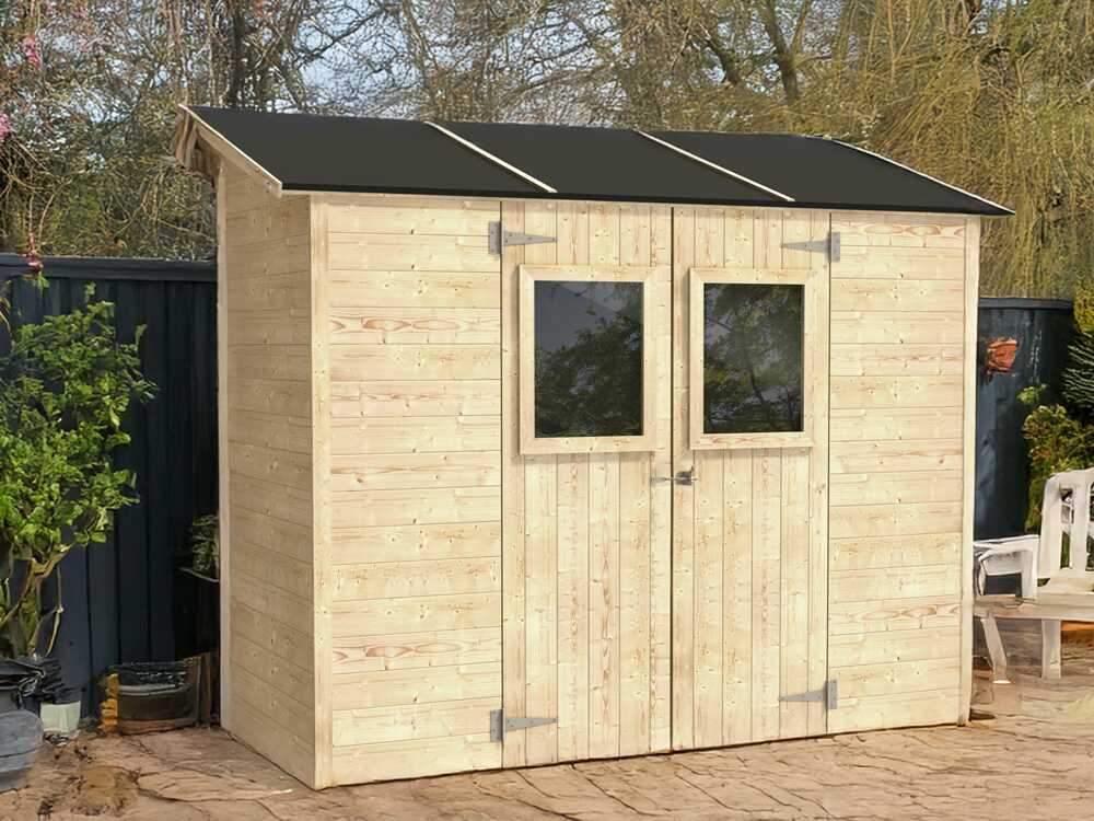 Alce Vaniglia 245x102 – Gerätehaus aus Holz – Mit Frontfenster – 245x102x222 cm