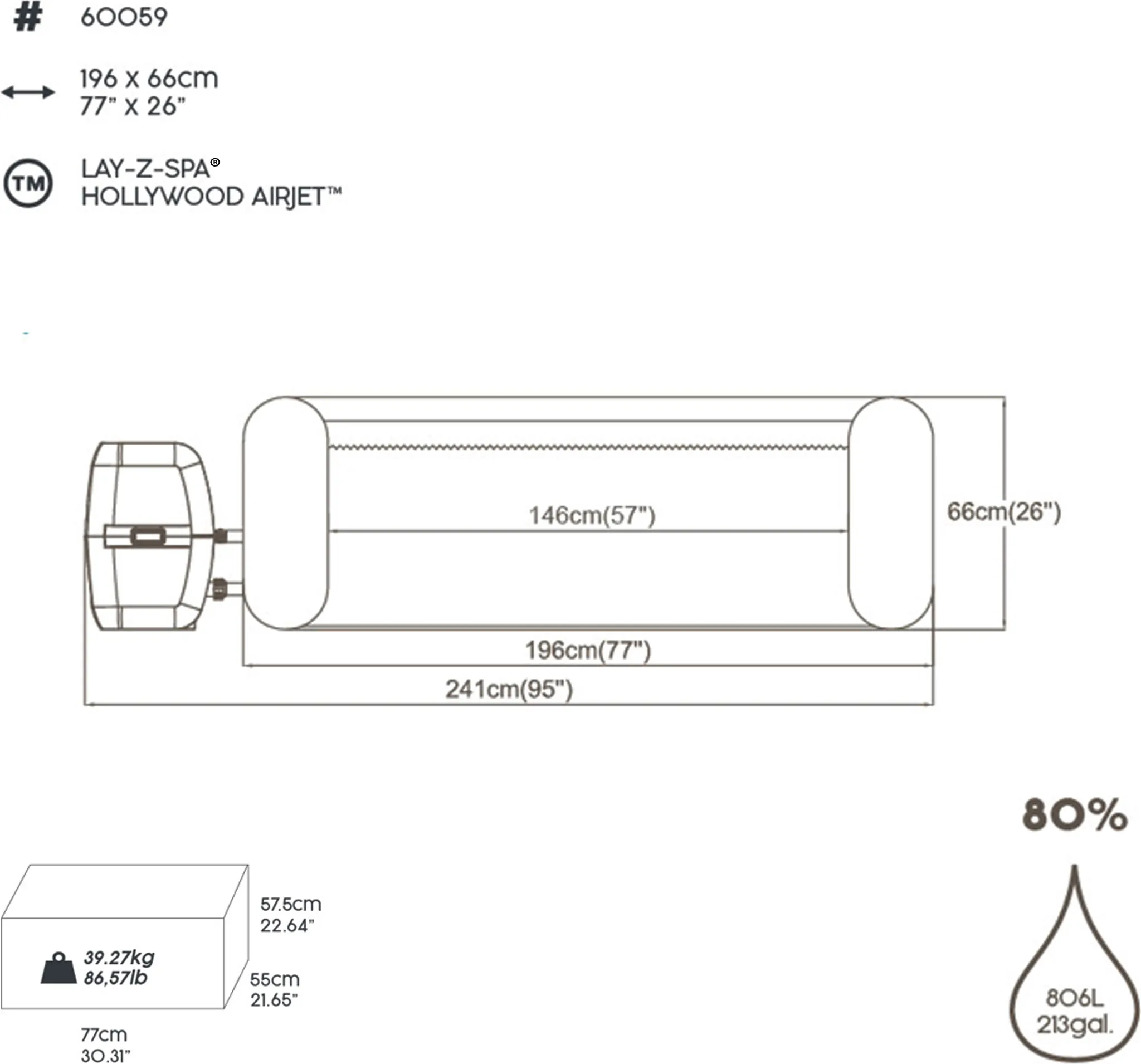 Bestway® LAY-Z-SPA® LED-Whirlpool Hollywood AirJet™ 196 x 66 cm, rund – Bild 3