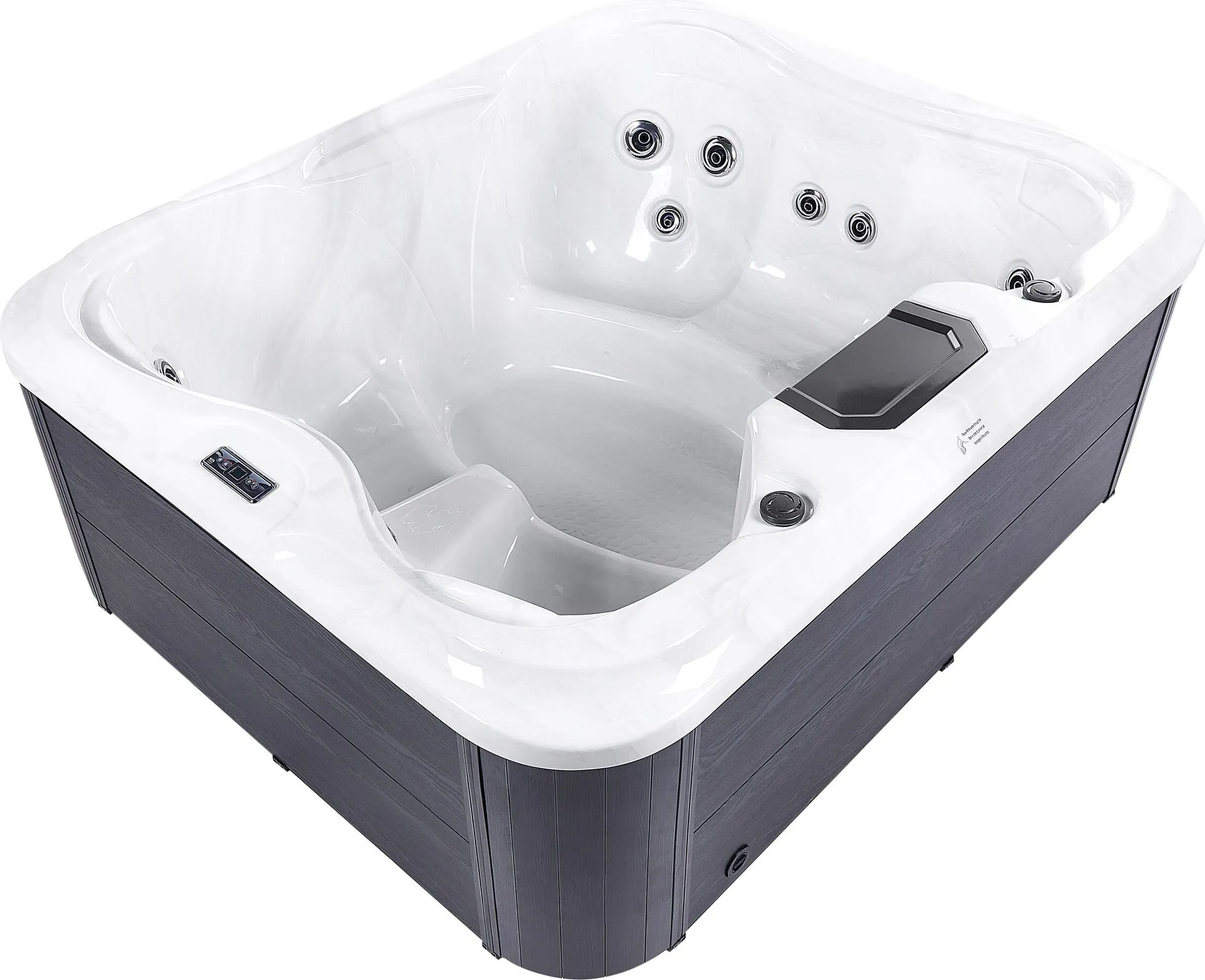 BELIANI Outdoor Whirlpool Weiß Acryl und Aluminium Rechteckig 180 x 215 cm mit LED Hydromassage Schutzhülle für 4 Personen Garten Draußen Terrasse – Bild 9