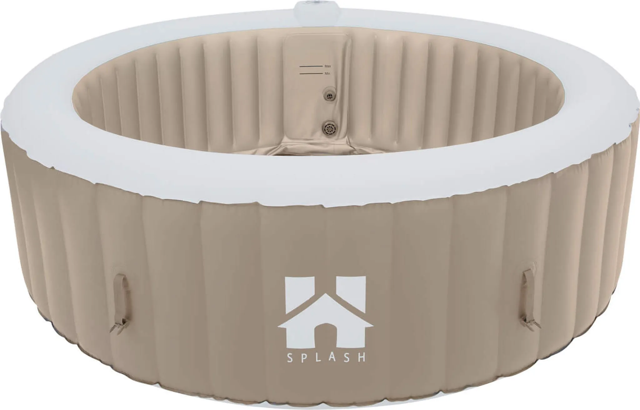 HOME DELUXE - Outdoor Whirlpool - SPLASH - Farbe: Beige - ⌀ 208 cm, Höhe 65 cm, 130 Luftdüsen - inkl. Abdeckung, Reparaturset, Filterset I Außen Whirlpool Spa für 6 Personen