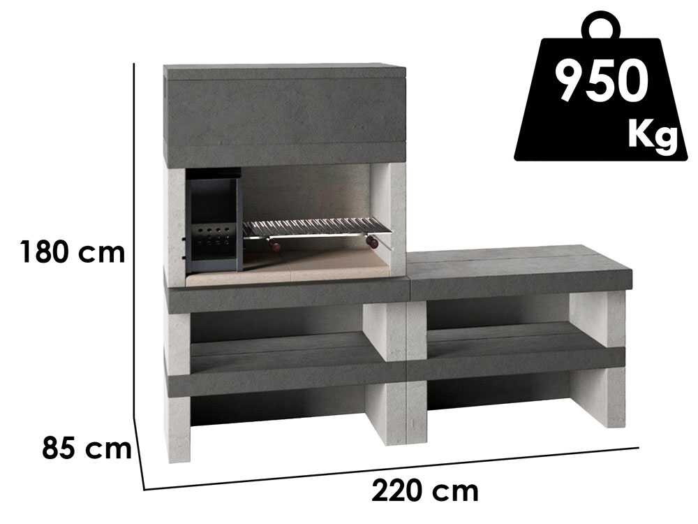 Edilmark KUBO.1 - Grillkamin  für Holz und Holzkohle - Feuerstelle links