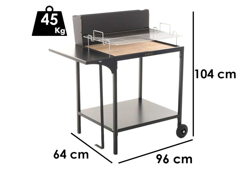Famur BK7 Superior - Holzkohlegrill mit 70x48 cm Kochfläche
