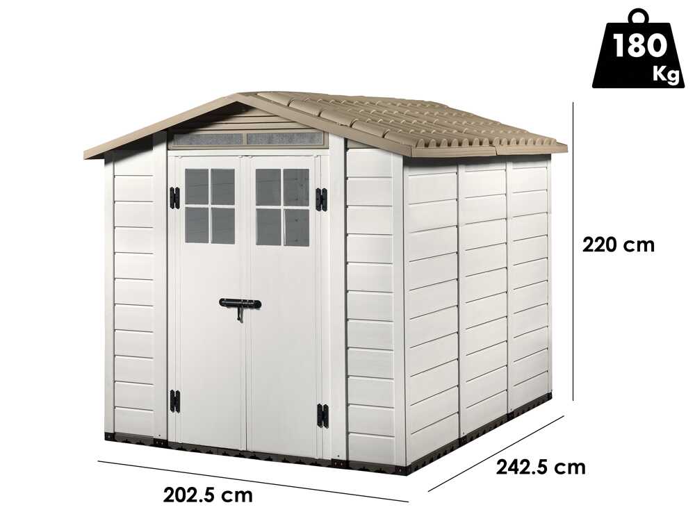 Garofalo Tuscany Evo 240 – Gerätehaus – Mit Fenstern und Doppeltür – 202,5 × 242,5 × 220 cm – Bild 3