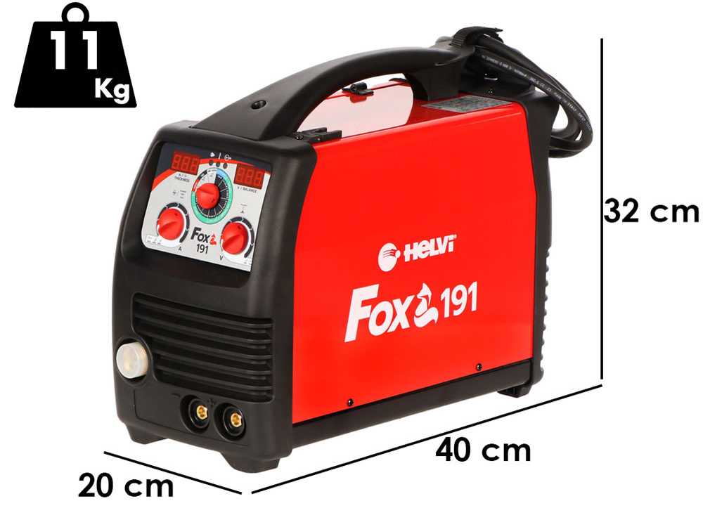 HELVI Fox 191 - Mikroprozessorgesteuertes, Multifunktions-Inverter-Schweißgerät- MIG-MAG/MMA/TIG - DC