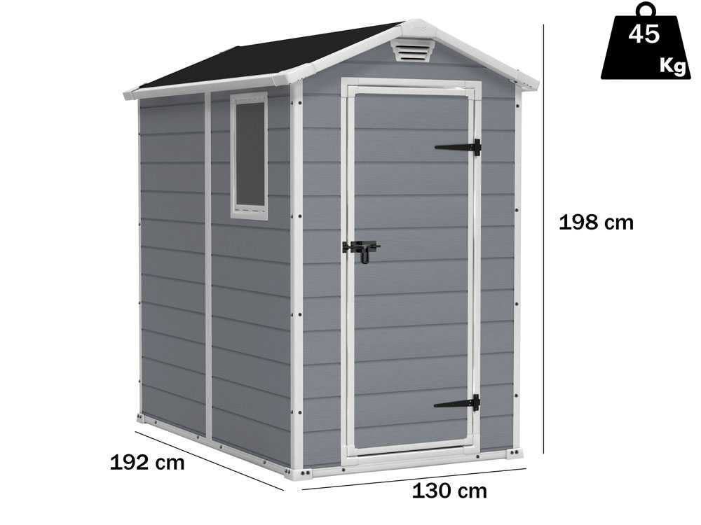 Keter Manor grau - Gartenhaus - mit Seitenfenster - 130x192x198 cm