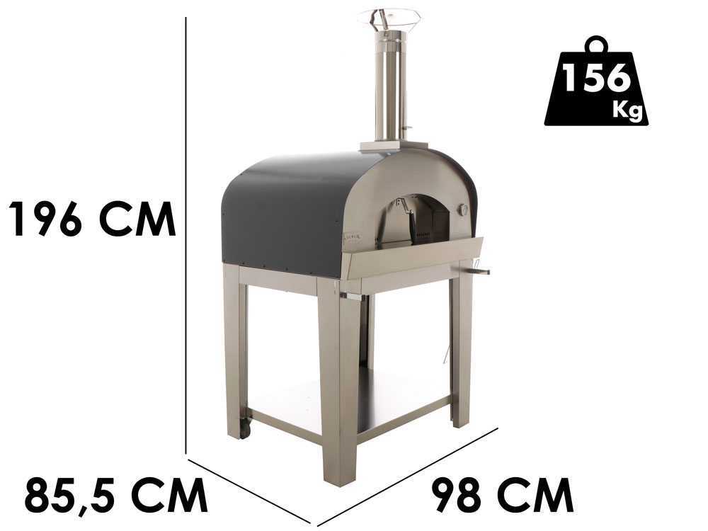 Seven Italy Eros - Holzbackofen für draußen mit fahrbarem Untergestell - Anthrazit
